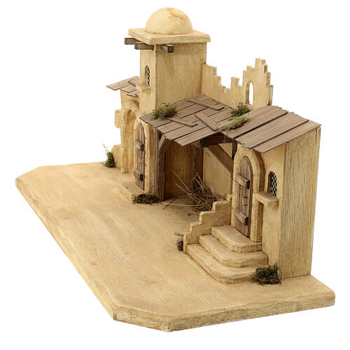 Jerusalem stable, wood and resin, for Nativity Scene with 12 cm characters, 30x70x30 cm 9