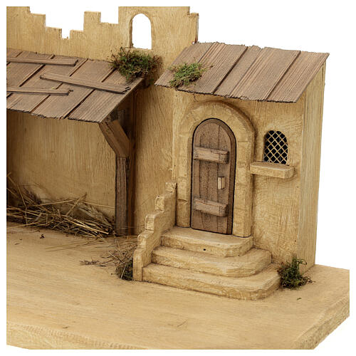 Stable Jerusalem Nordic style, 12 cm wooden nativity scene 30x70x30 6