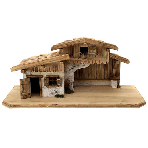 Absam wood stable, nordic style, for Nativity Scene with 15 cm characters, 30x70x30 cm 1