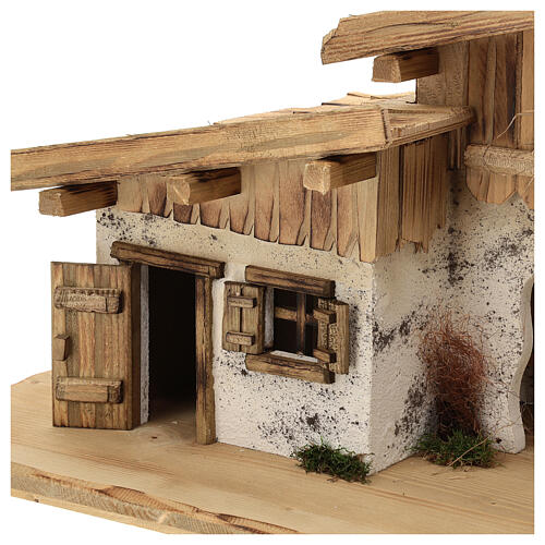 Absam wood stable, nordic style, for Nativity Scene with 15 cm characters, 30x70x30 cm 2