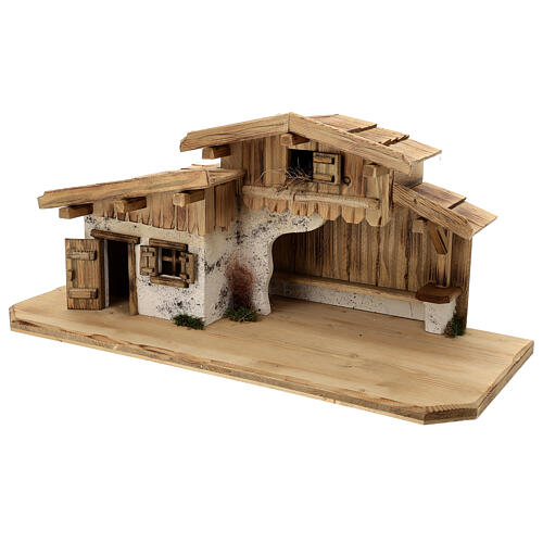 Absam wood stable, nordic style, for Nativity Scene with 15 cm characters, 30x70x30 cm 3