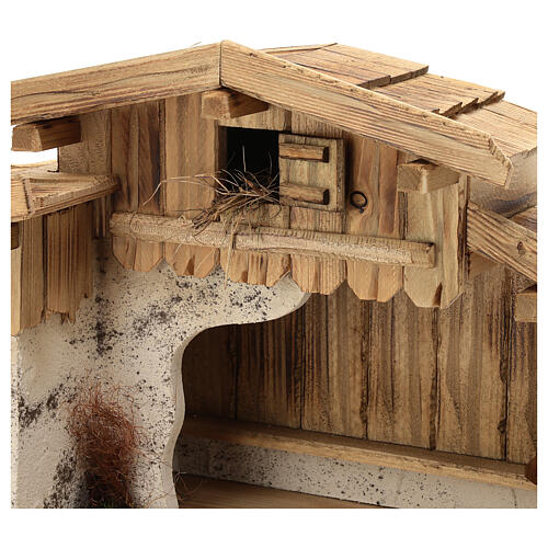 Absam wood stable, nordic style, for Nativity Scene with 15 cm characters, 30x70x30 cm 4