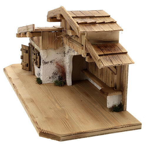 Absam wood stable, nordic style, for Nativity Scene with 15 cm characters, 30x70x30 cm 5