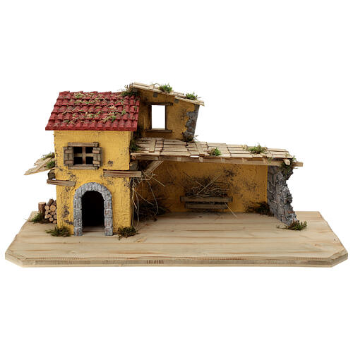 Étable Oed crèche 12 cm style nordique bois 35x70x30 cm 1