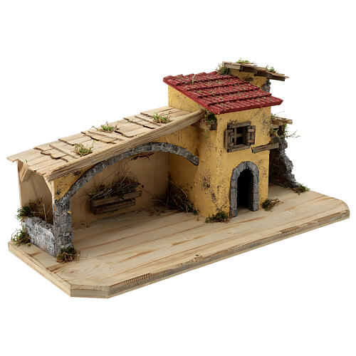 Schwand wood nordic stable for Nativity Scene with 15 cm characters 30x70x30 cm 6