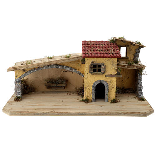 Nordic style Schwand stable, 15 cm wooden nativity scene 30x70x30 cm 1