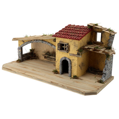 Nordic style Schwand stable, 15 cm wooden nativity scene 30x70x30 cm 3