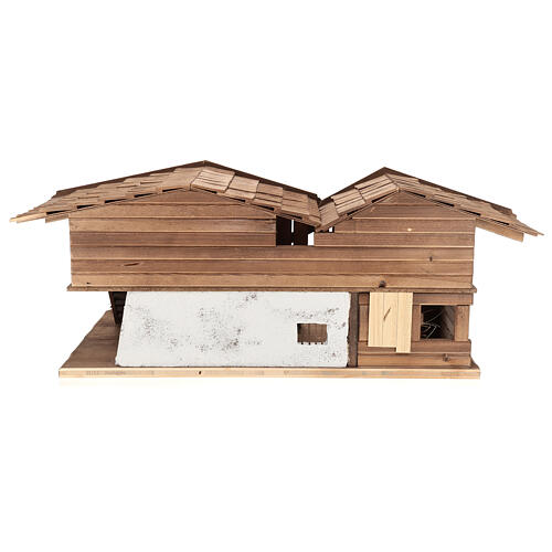 Chiemgau wood stable, nordic style, for Nativity Scene with 20 cm characters, 35x75x45 cm 10
