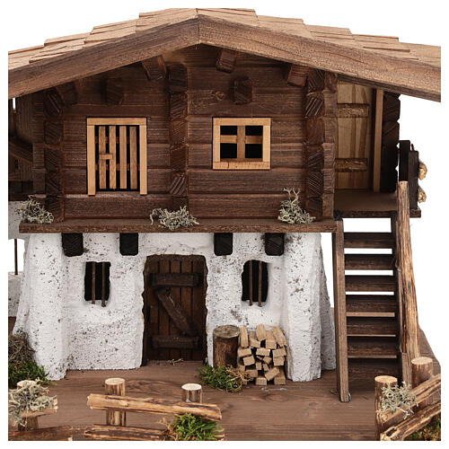 Étable Chiemgau crèche 20 cm style nordique bois 35x75x45 cm 2