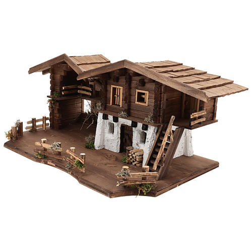 Étable Chiemgau crèche 20 cm style nordique bois 35x75x45 cm 3