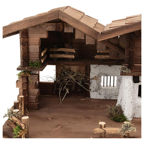 Étable Chiemgau crèche 20 cm style nordique bois 35x75x45 cm 4