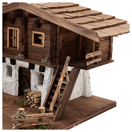 Étable Chiemgau crèche 20 cm style nordique bois 35x75x45 cm 6