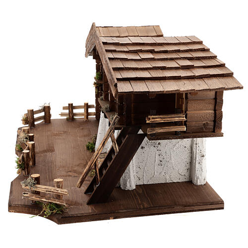 Étable Chiemgau crèche 20 cm style nordique bois 35x75x45 cm 7