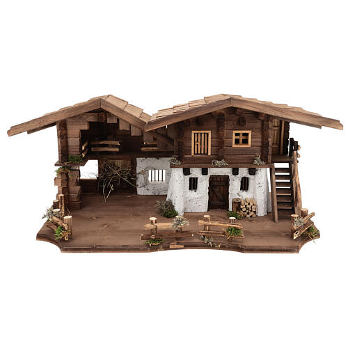 Stajenka Chiemgau styl nordycki, szopka 20 cm, drewno, 35x75x45 cm 1