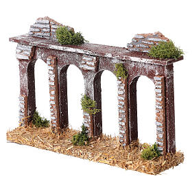 Small aqueduct 19th century style for Nativity Scene with 8 cm characters 15x25x5 cm