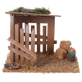 Empty stable for Nativity Scene with 10 cm characters 15x20x15 cm