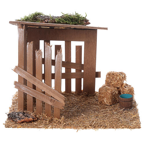 Empty stable for Nativity Scene with 10 cm characters 15x20x15 cm 1