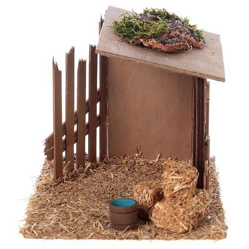 Empty stable for Nativity Scene with 10 cm characters 15x20x15 cm 3
