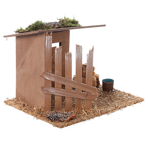 Empty stable for Nativity Scene with 10 cm characters 15x20x15 cm 4