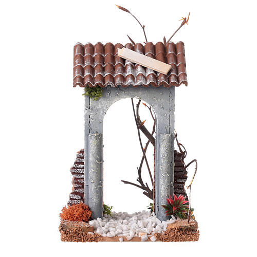 Composable road with 19th century arch for Nativity Scene with 10 cm characters 20x12x8 cm 1