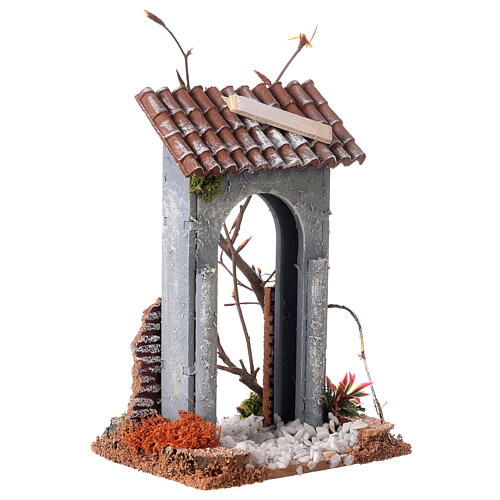 Composable road with 19th century arch for Nativity Scene with 10 cm characters 20x12x8 cm 3
