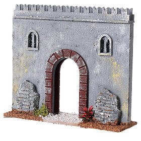 City wall with door 19th century style for Nativity Scene with 8 cm characters 20x20x5 cm
