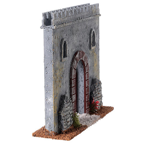 City wall with door 19th century style for Nativity Scene with 8 cm characters 20x20x5 cm 4