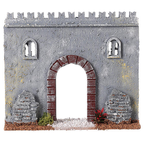 Muralla con puerta 20x20x5cm belén de 8 cm estilo 800 1