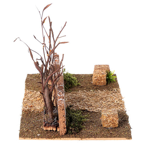 Cancela con arbustos 15x25x15cm para belén de 10cm 4