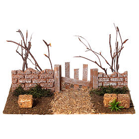 Gate with shrubs 15x25x15cm for 10cm nativity scene
