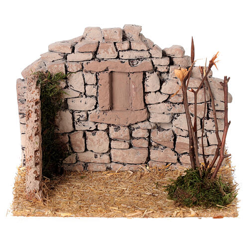 Rural stone wall figurine in plaster for nativity scene 8 cm 10x15x10cm 1