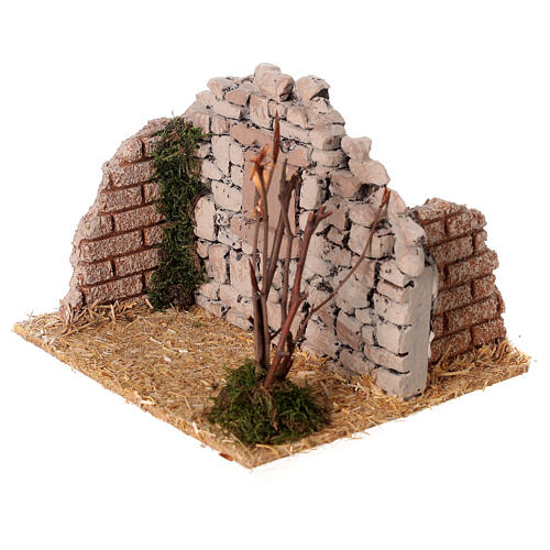 Rural stone wall figurine in plaster for nativity scene 8 cm 10x15x10cm 2