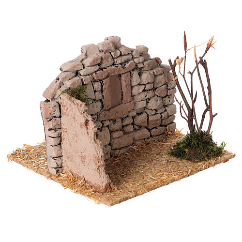 Rural stone wall figurine in plaster for nativity scene 8 cm 10x15x10cm 3