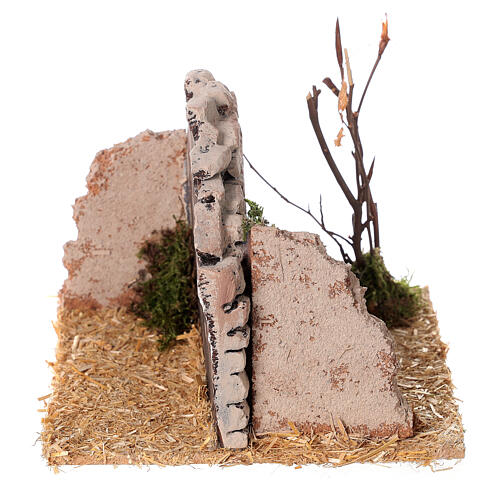 Rural stone wall figurine in plaster for nativity scene 8 cm 10x15x10cm 4