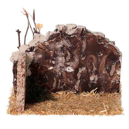 Rural stone wall figurine in plaster for nativity scene 8 cm 10x15x10cm 5
