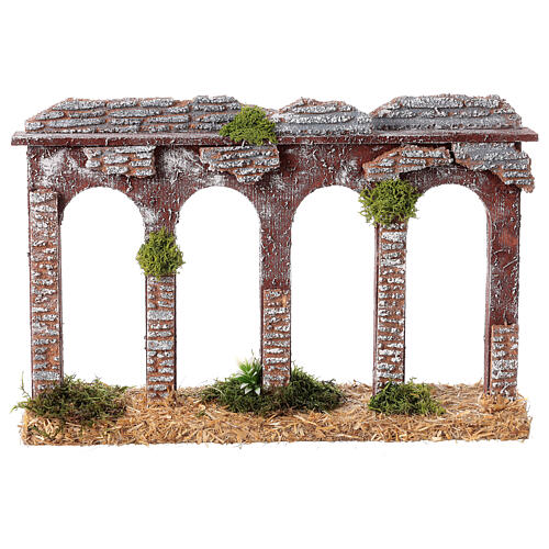 Aqueduct with arches 19th century style for Nativity Scene with 10 cm characters 20x30x10 cm 1