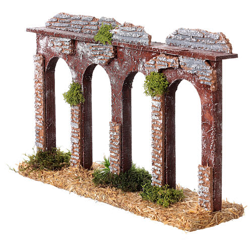 Aqueduct with arches 19th century style for Nativity Scene with 10 cm characters 20x30x10 cm 2