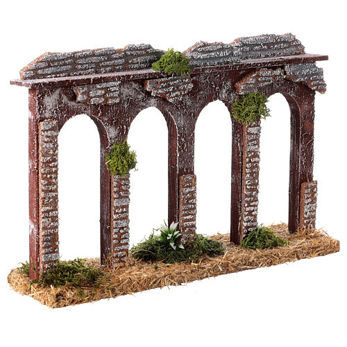 Aqueduct with arches 19th century style for Nativity Scene with 10 cm characters 20x30x10 cm 3