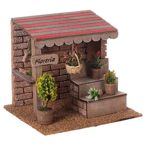 Kiosk z kwiatami, do szopki 8 cm, 15x15x15cm 3