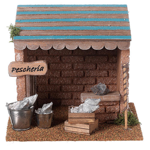 Fish stall for Nativity Scene with 8 cm characters 15x15x15 cm 1