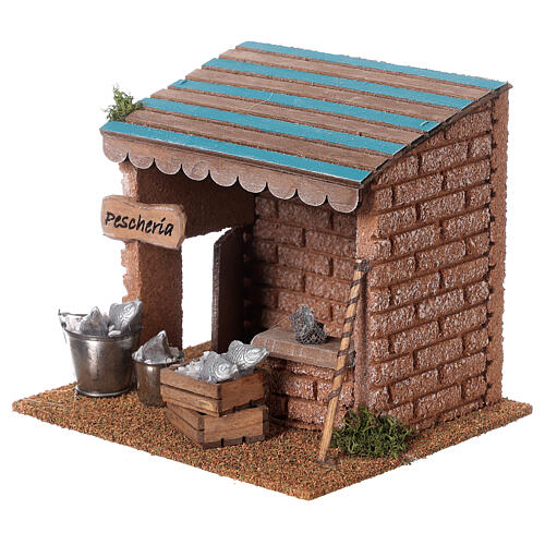 Fish stall for Nativity Scene with 8 cm characters 15x15x15 cm 2