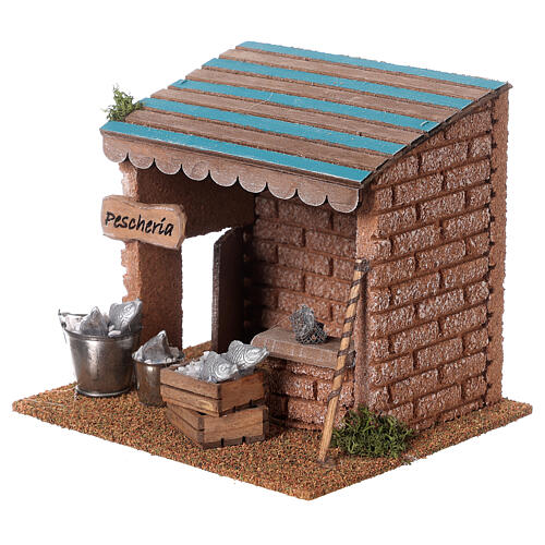 Chiosco pescheria per presepe 8 cm 15x15x15cm 2