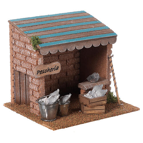 Chiosco pescheria per presepe 8 cm 15x15x15cm 3