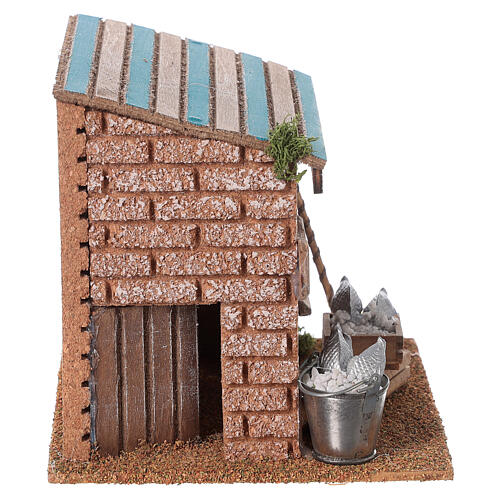 Chiosco pescheria per presepe 8 cm 15x15x15cm 4