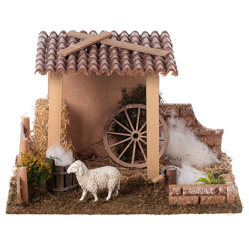 Shed to shear the sheeps for Nativity Scene with 8 cm characters 15x20x15 cm 1