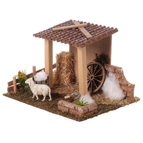 Shed to shear the sheeps for Nativity Scene with 8 cm characters 15x20x15 cm 2