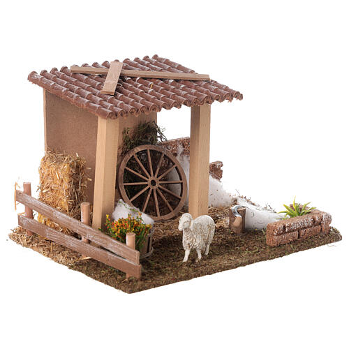 Shed to shear the sheeps for Nativity Scene with 8 cm characters 15x20x15 cm 3