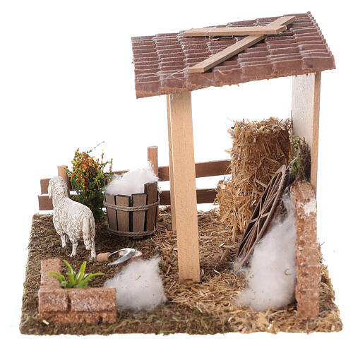 Shed to shear the sheeps for Nativity Scene with 8 cm characters 15x20x15 cm 4