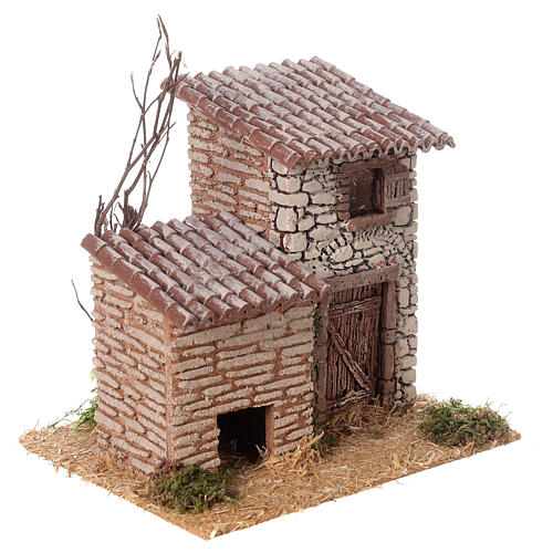 Nineteenth century house with barn for Nativity Scene with 8 cm characters 20x20x15 cm 4