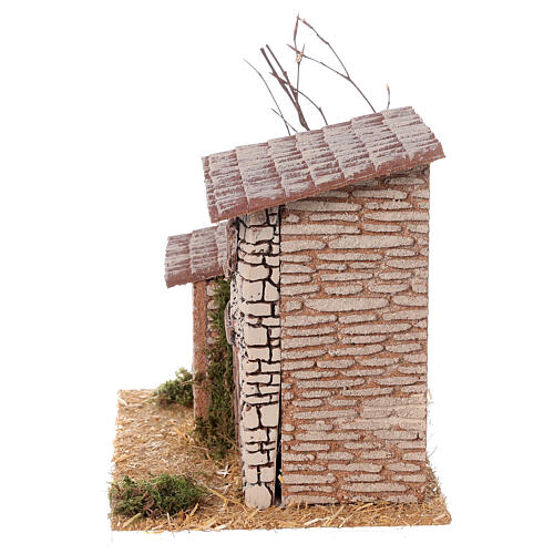 Casa con establo belén 8 cm estilo rústico 20x20x15cm 3